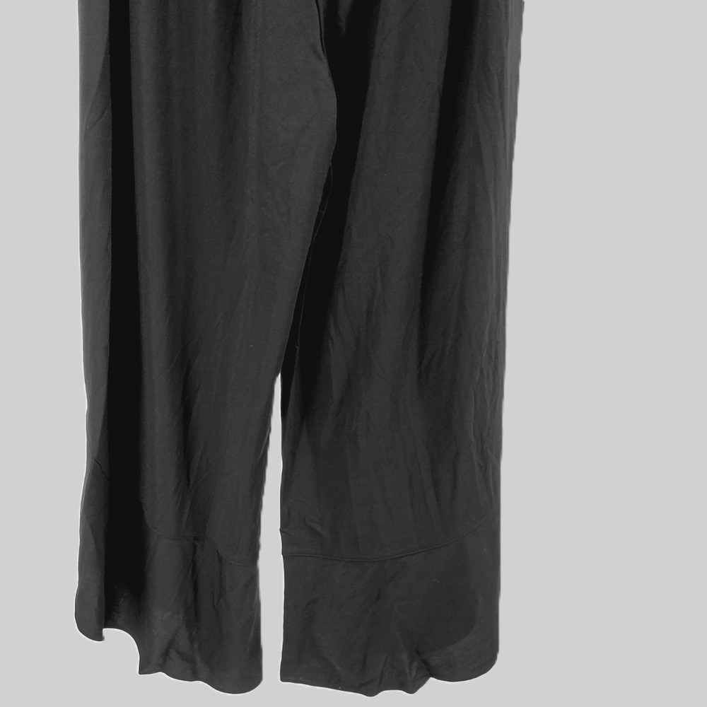 TRUTH + STYLE Crop Wide Leg Palazzo Pants Tie Waist Ruffle Overlay Black Women M - Picture 8 of 10
